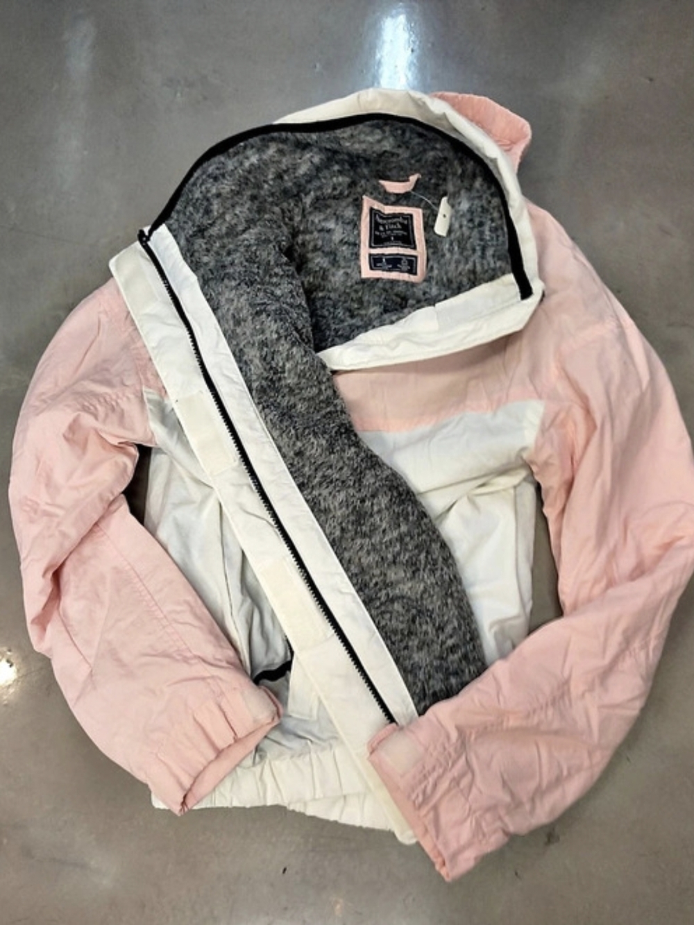 Abercrombie & Fitch Colorblock Ski Jacket Pink & White Size Small A&F